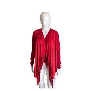 INC International Concepts Red Fringe Open Cardi Size Small